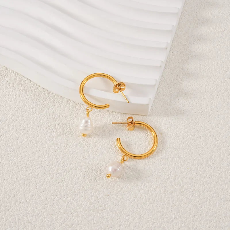 Aretes Argolla Pearl Drop